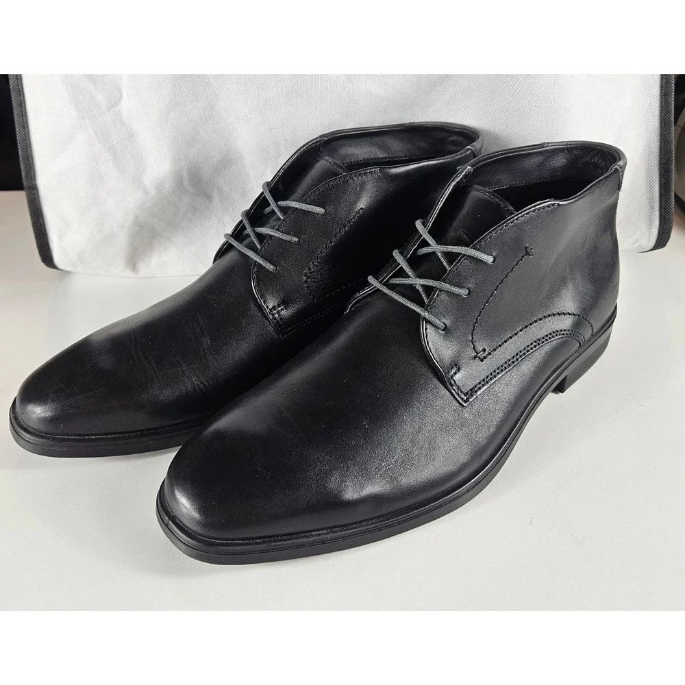 ECCO Melbourne Mens Black Leather Chukka Boots Ankle Dress Shoes Size 46 12-12.5